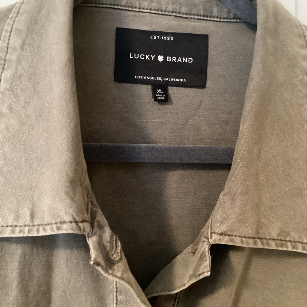 Lucky Brand Women's Khaki Utility Peplum Jacket with Raw Edge Hem - Picture 2 of 4